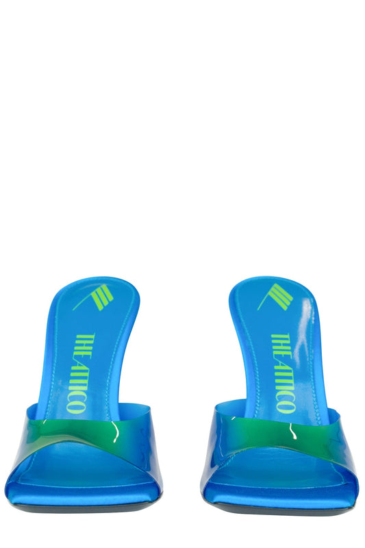 The Attico Cheope Mule 105mm in Degrade Blue front