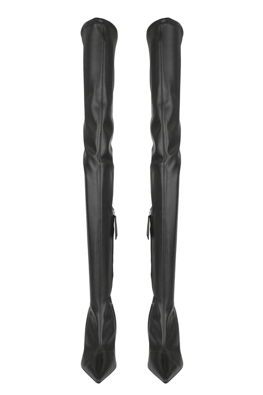The Attico Cheope Stretch Thigh High 105mm in Black front