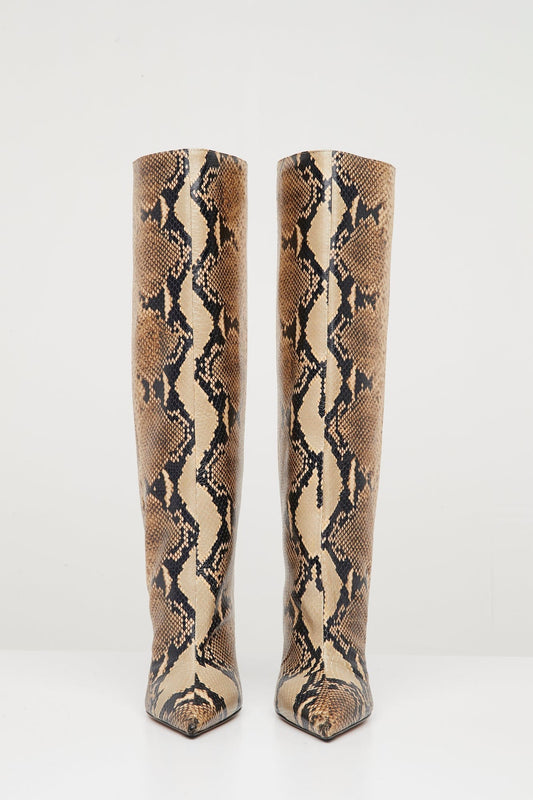 The Attico Cheope Tube Boot 105mm in Sand and Black front