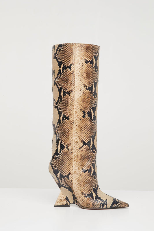 The Attico Cheope Tube Boot 105mm in Sand and Black