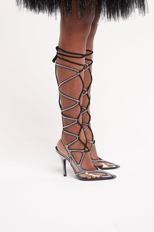 The Attico Venus Chrome boot 105mm in Silver/Black