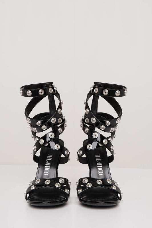 The Attico Cosmo Double Ankle Strap Sandle 105mm in Black front