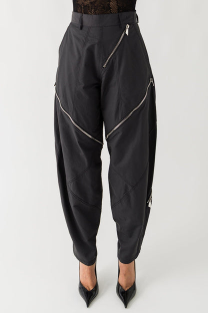 The Attico Canvas Parachute Pant In Dark Grey