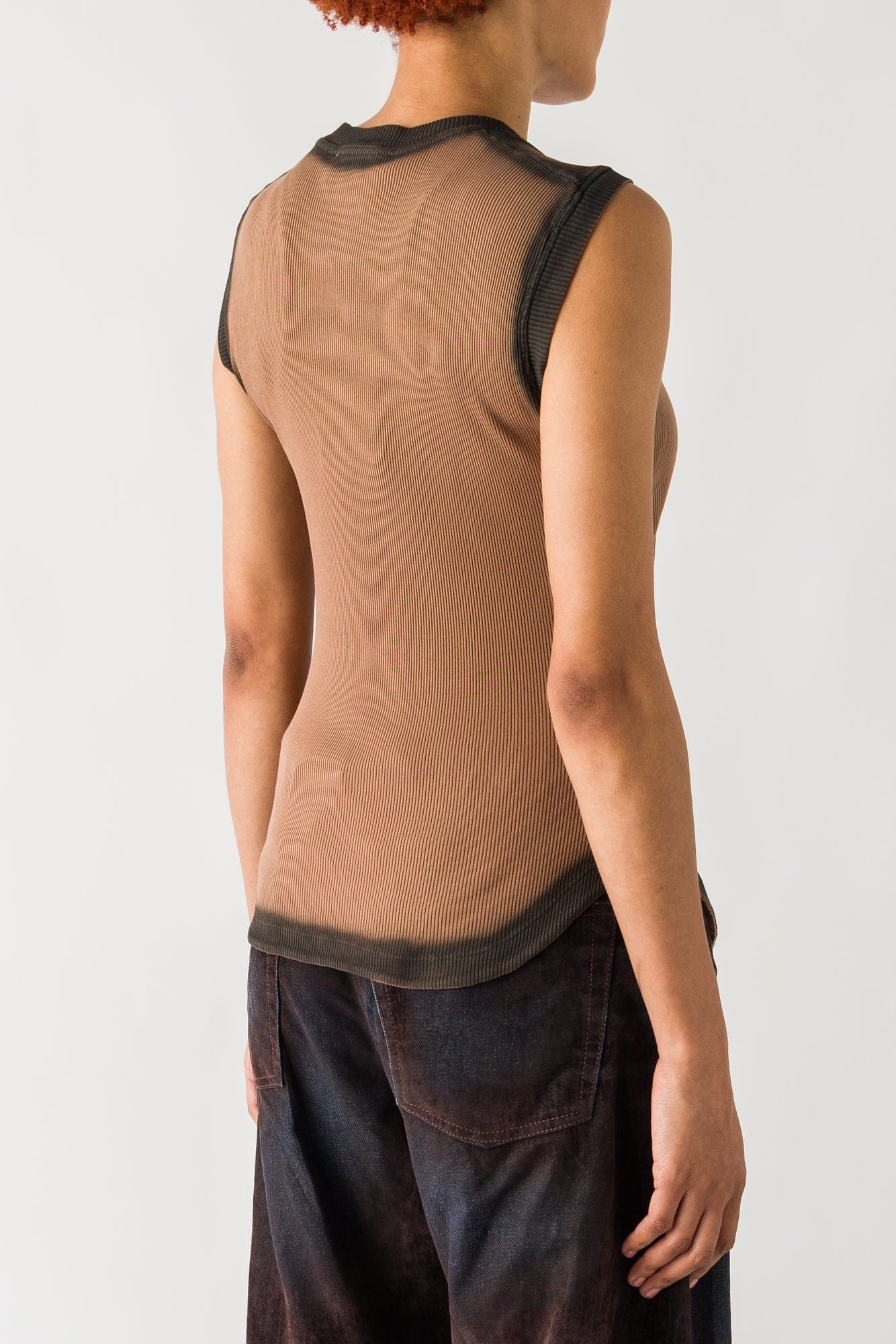 The Attico Jersey Rib Tank in Faded Terracotta