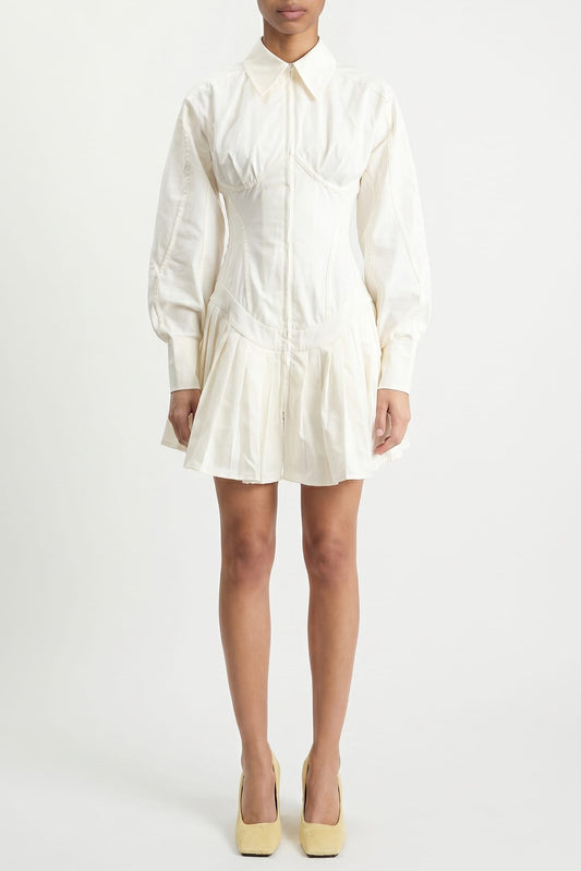 Tolu Coker Contour Bustier Pleated Shirt Dress