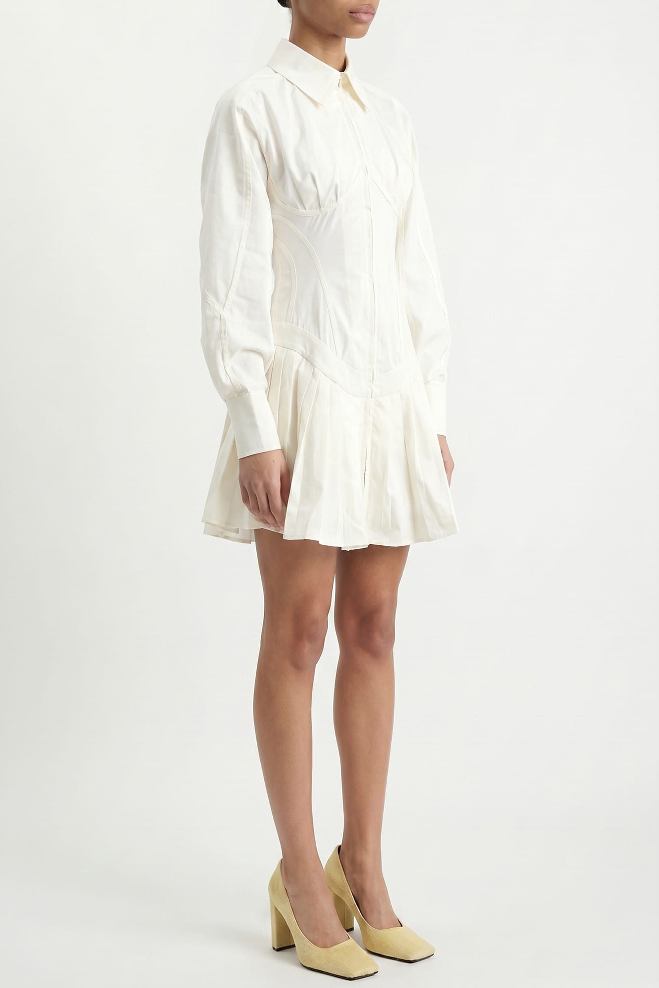 Tolu Coker Contour Bustier Pleated Shirt Dress