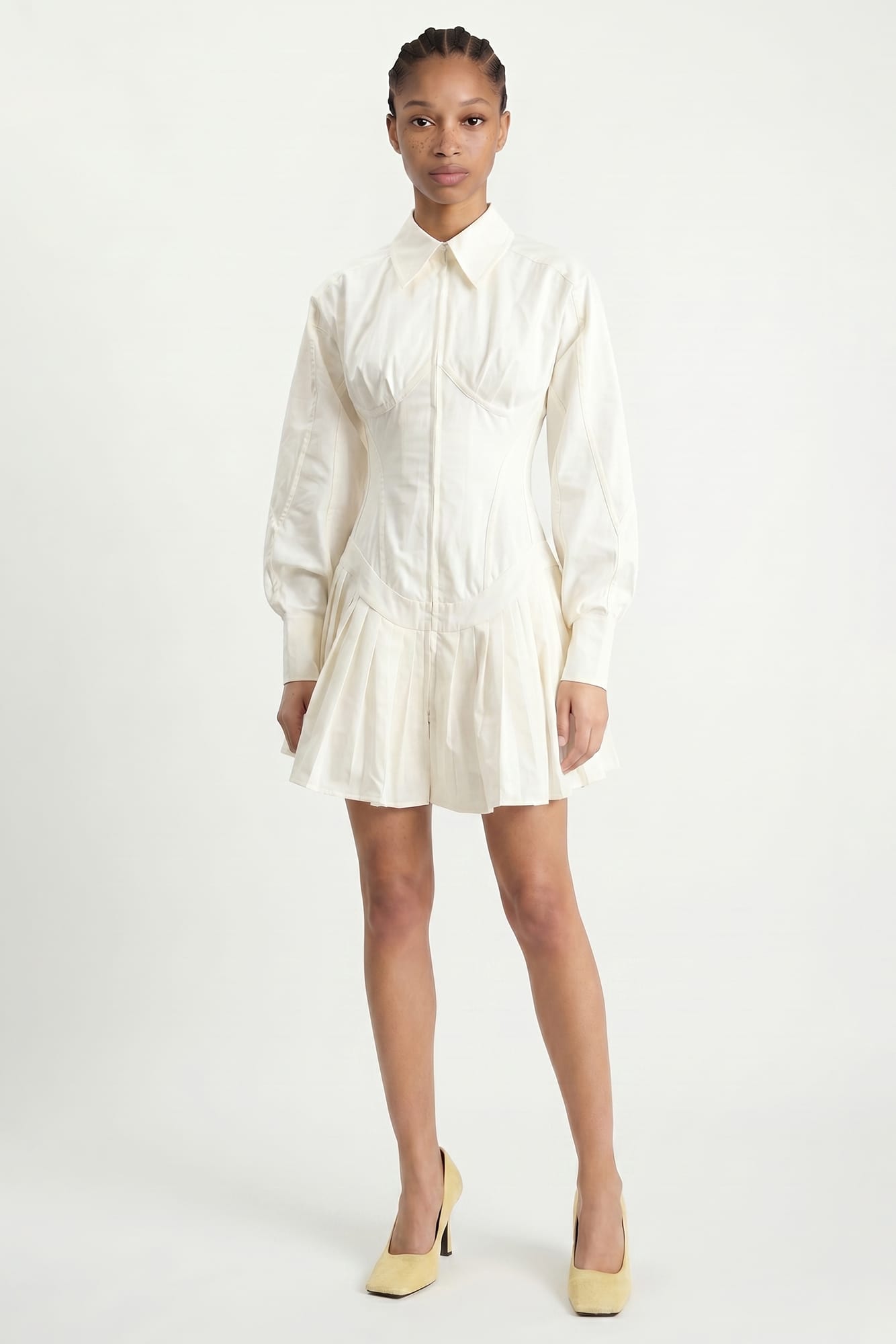 Tolu Coker Contour Bustier Pleated Shirt Dress