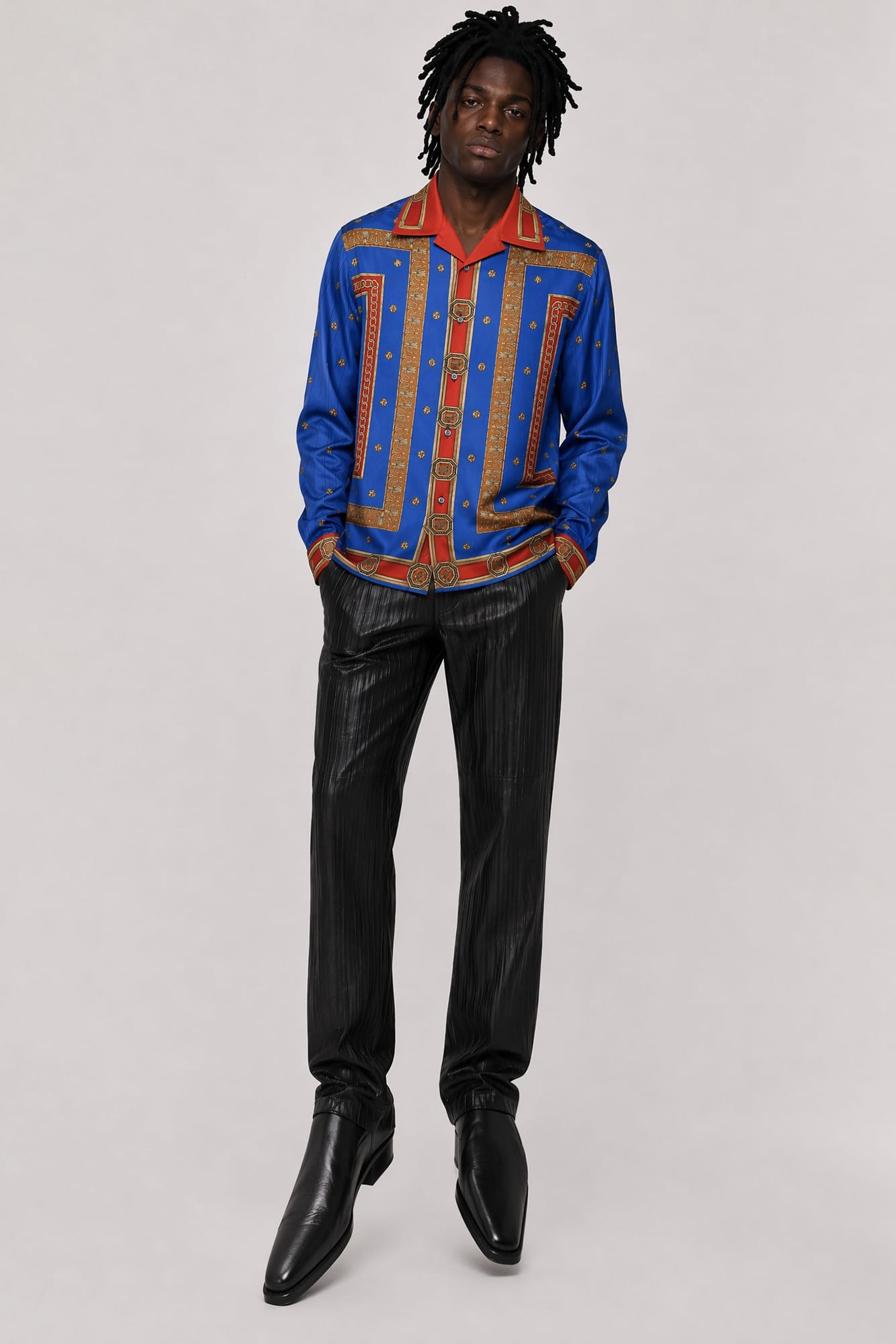 Versace Ring Master Silk Twill Shirt full look