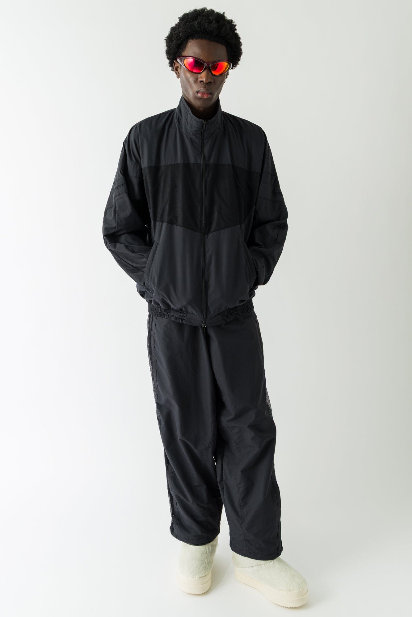 Vetements 50-50 Mesh Pannel Tracksuit Jacket full look