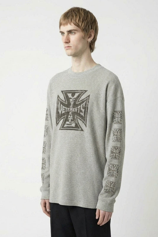Vetements Biker Cross Waffle Long Sleeve in Grey side