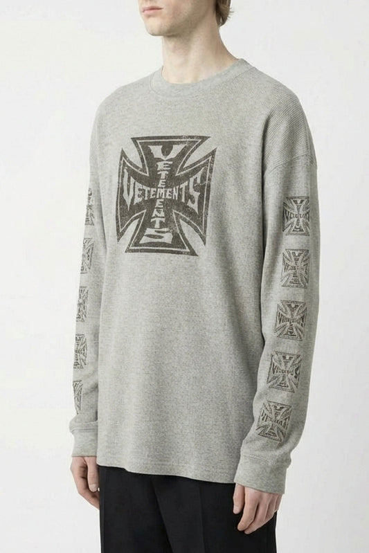 Vetements Biker Cross Waffle Long Sleeve in Grey side