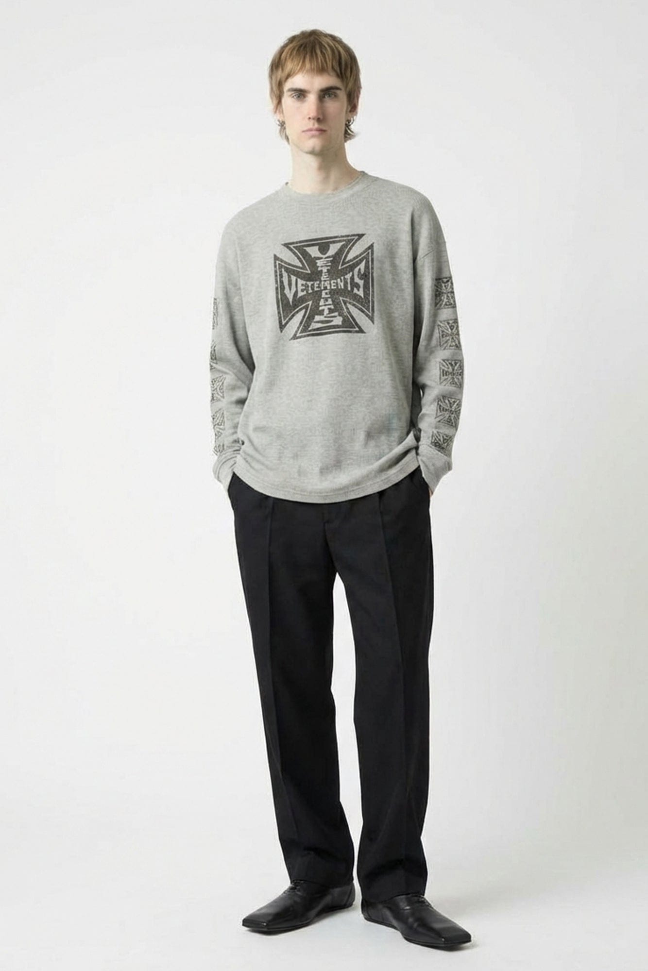 Vetements Biker Cross Waffle Long Sleeve in Grey – Antidote