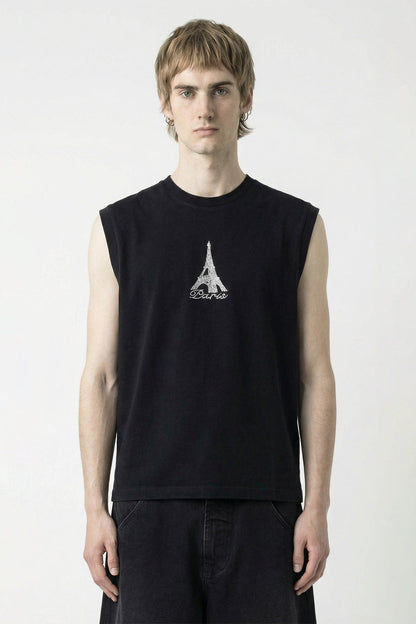 Vetements Crystal Paris Sleeveless T-Shirt in Black