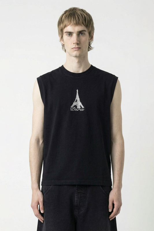 Vetements Crystal Paris Sleeveless T-Shirt in Black