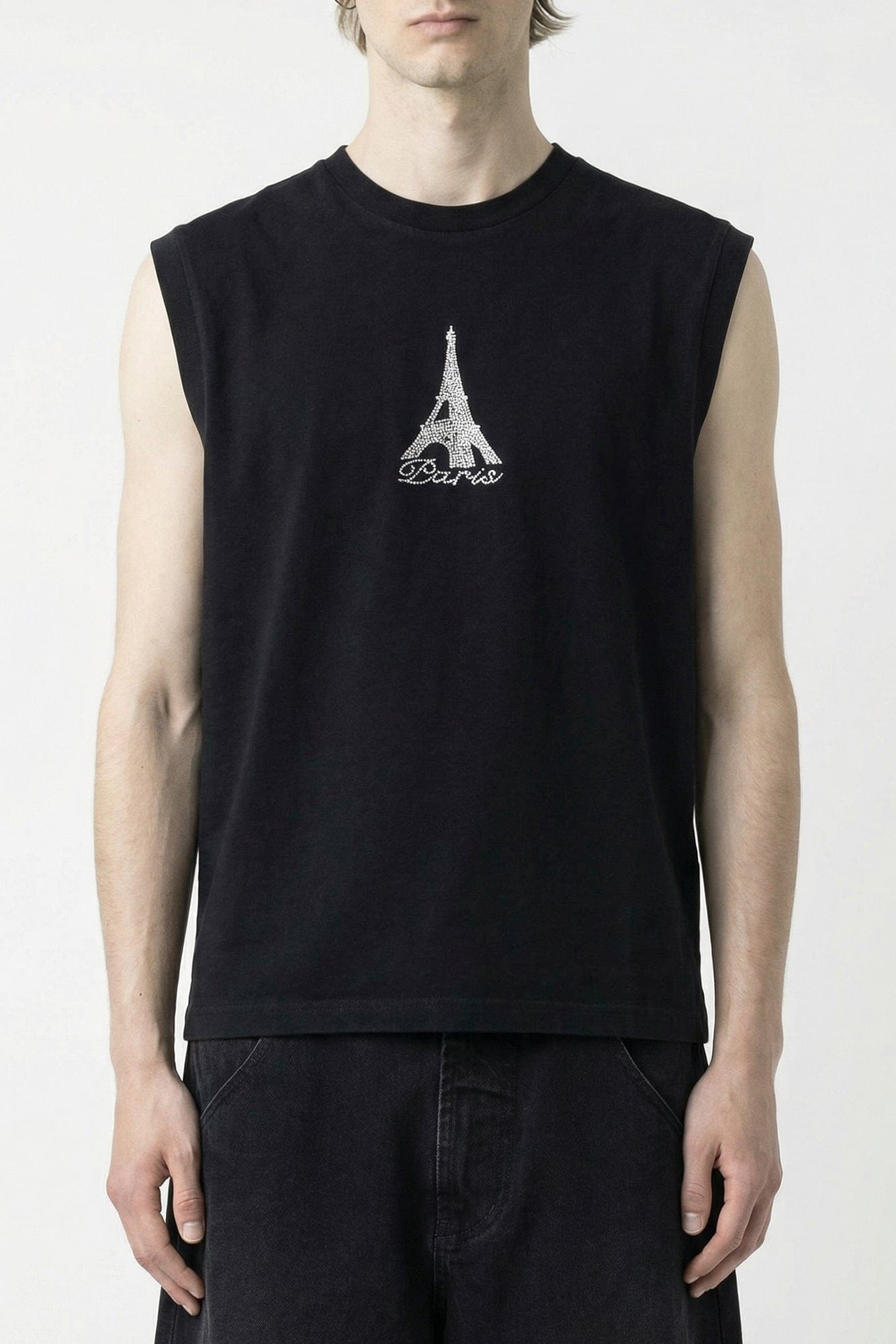 Vetements Crystal Paris Sleeveless T-Shirt in Black