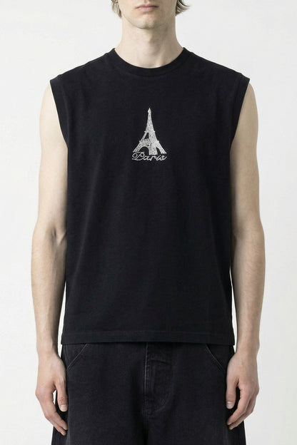 Vetements Crystal Paris Sleeveless T-Shirt in Black