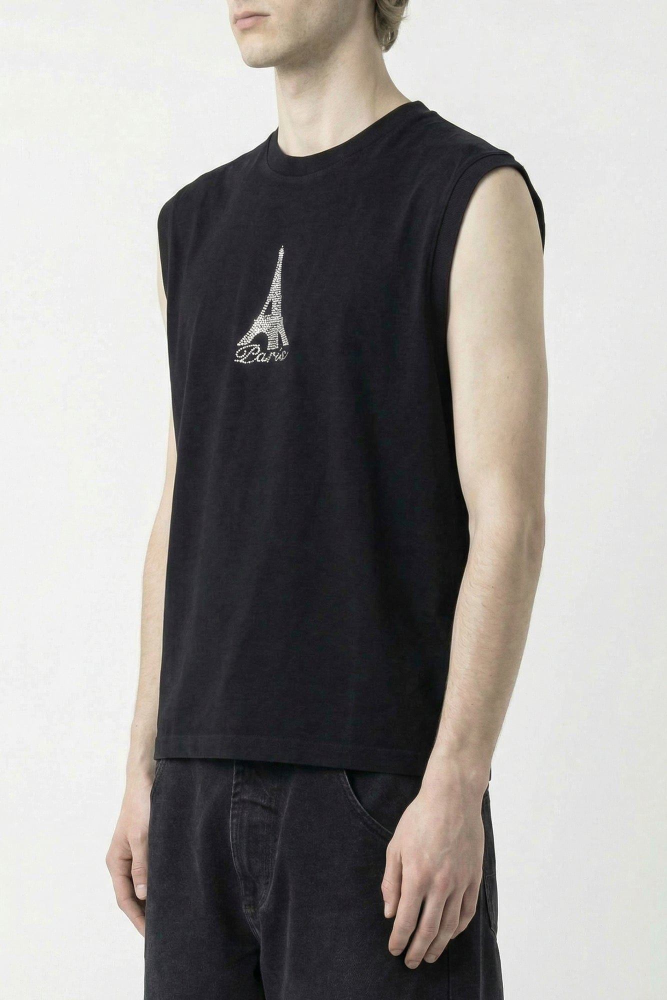 Vetements Crystal Paris Sleeveless T-Shirt in Black