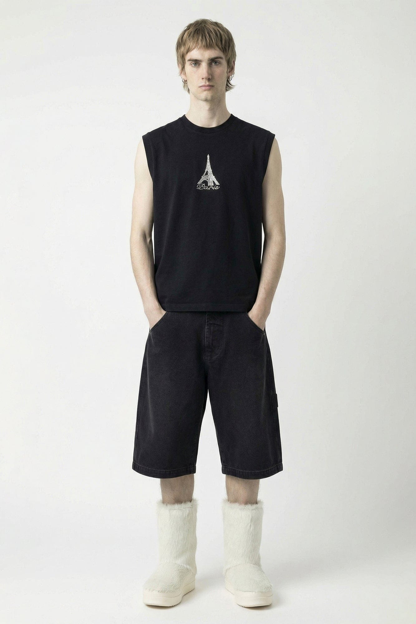 Vetements Crystal Paris Sleeveless T-Shirt in Black