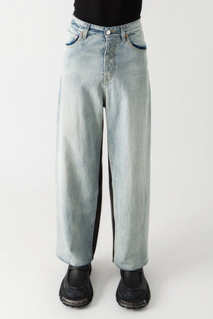 Vetements Denim Leather Merged Baggy Jeans