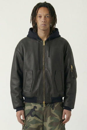 Vetements Leather Bomber with Attached Hood