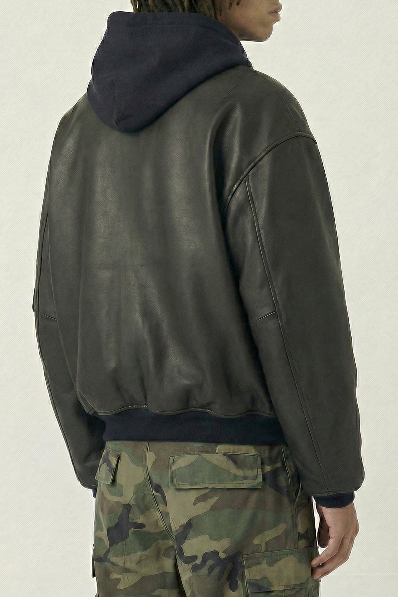 Vetements Leather Bomber with Attached Hood