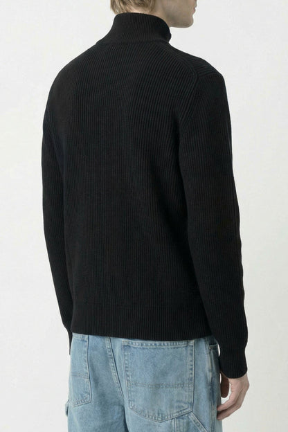 Vetements Leather Cross Zip-Up Sweater in Black back