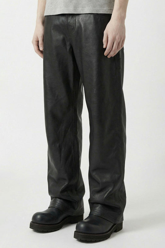 Vetements Leather Hip-Hop Pants in Black side