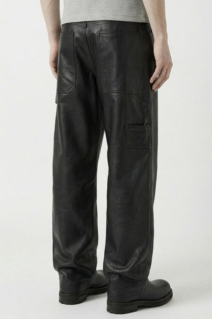 Vetements Leather Hip-Hop Pants in Black back