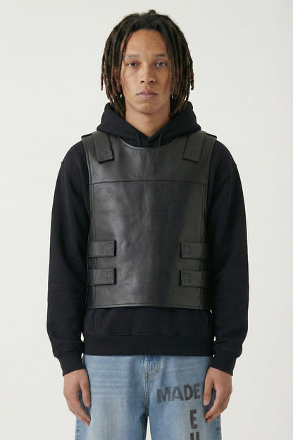 Vetements Leather Velcro Vest in Black