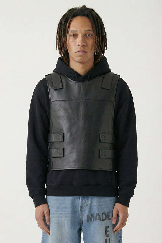 Vetements Leather Velcro Vest in Black