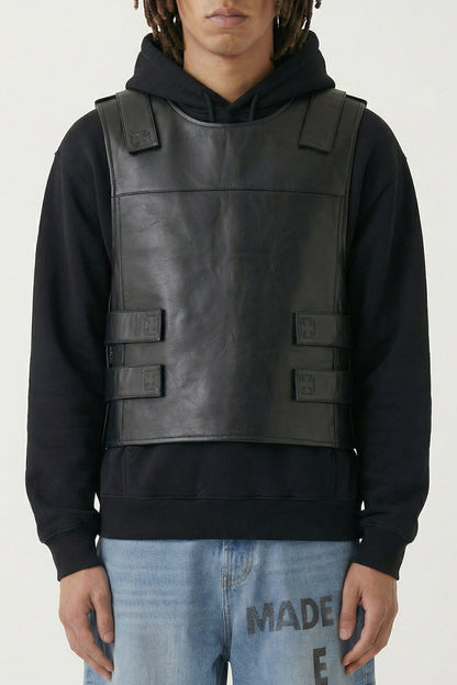 Vetements Leather Velcro Vest in Black