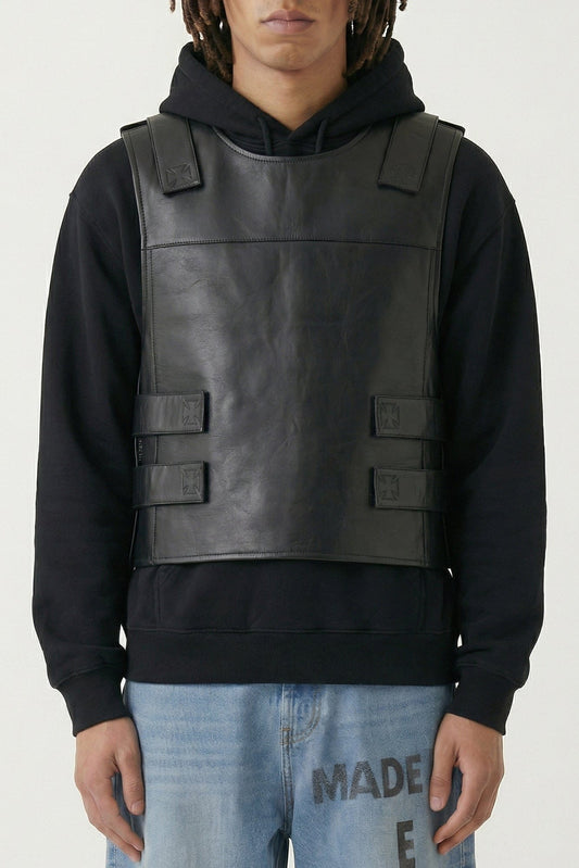 Vetements Leather Velcro Vest in Black