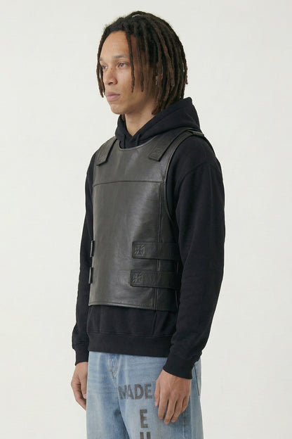 Vetements Leather Velcro Vest in Black side