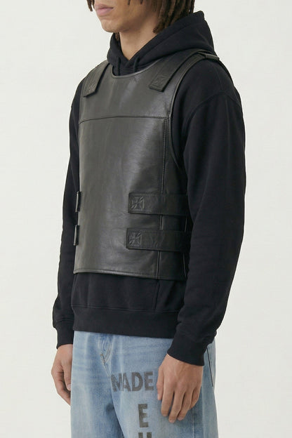 Vetements Leather Velcro Vest in Black side