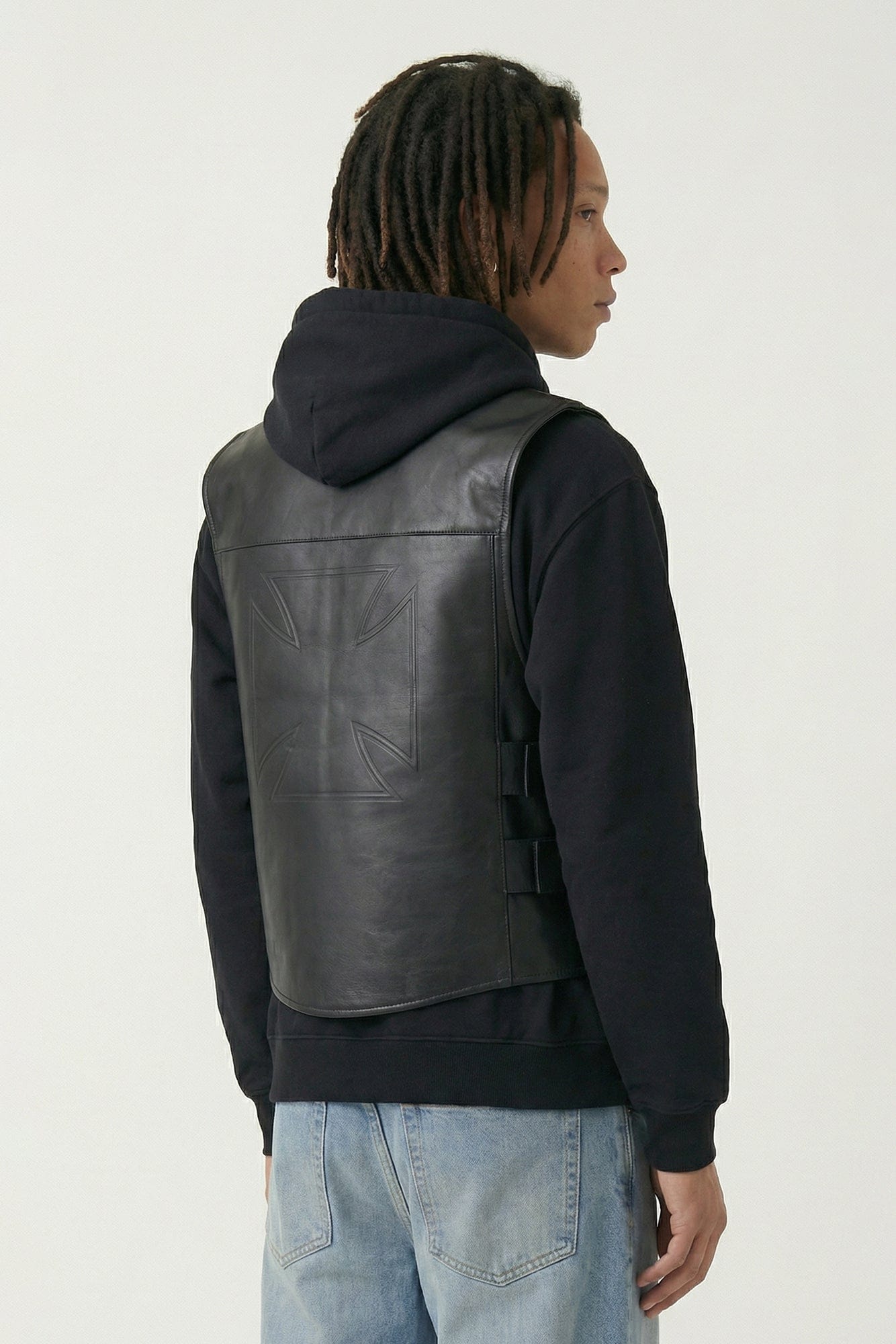 Vetements Leather Velcro Vest in Black