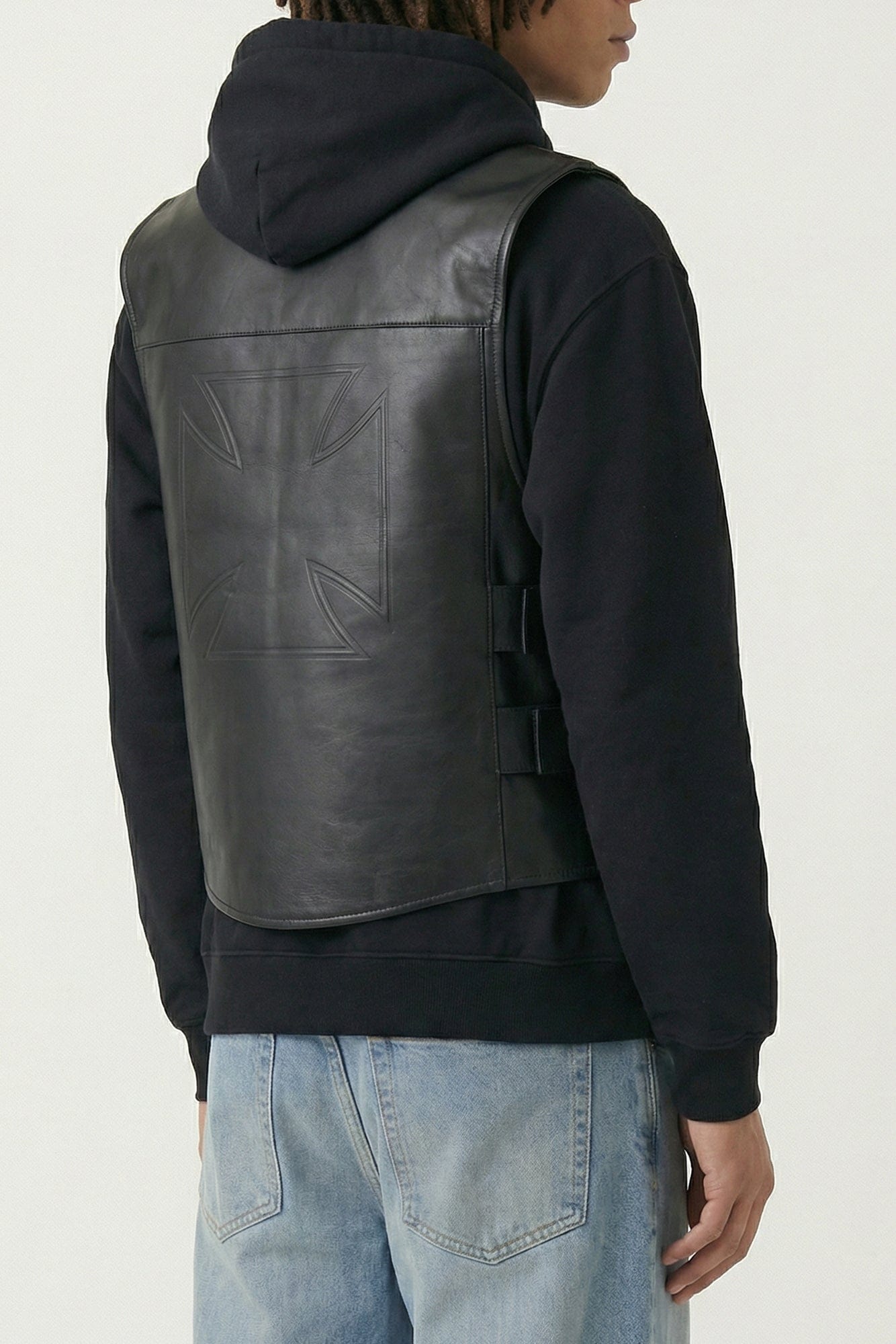 Vetements Leather Velcro Vest in Black