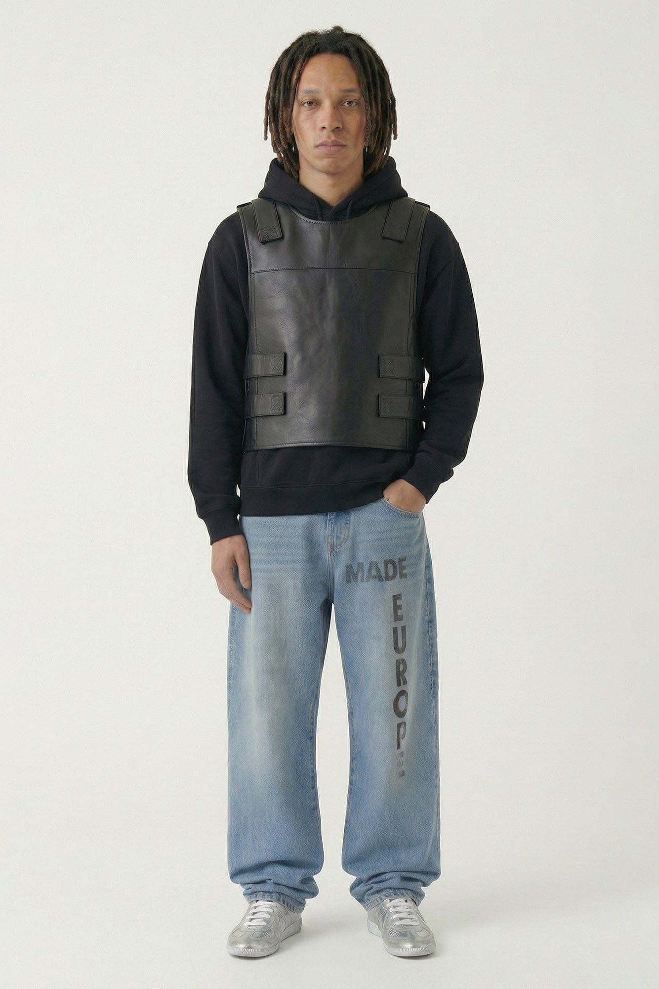 Vetements Leather Velcro Vest in Black