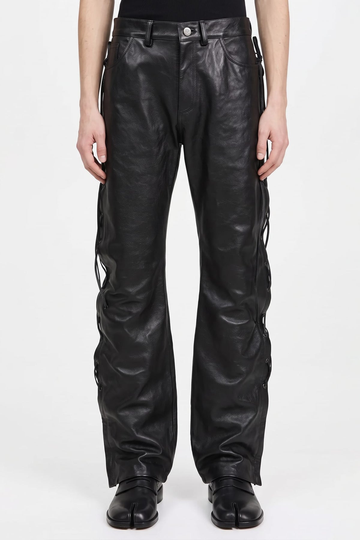 Vetements O-Leg Leather Pants With Side Lace-up