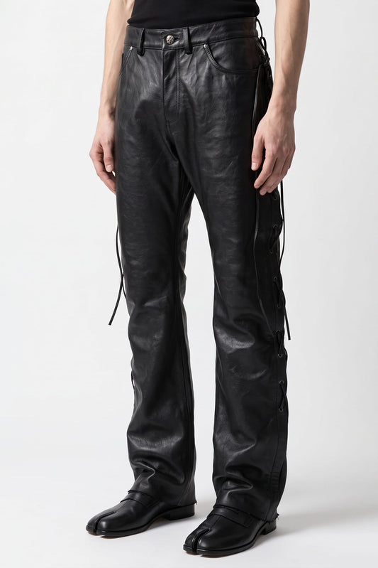 Vetements O-Leg Leather Pants With Side Lace-up side