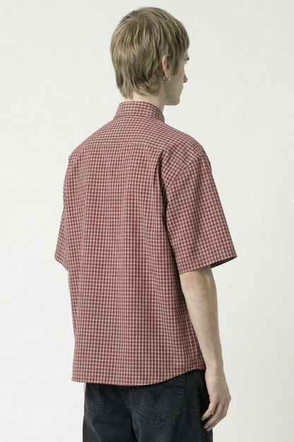 Vetements Short Sleeve Shirt in Red Check back