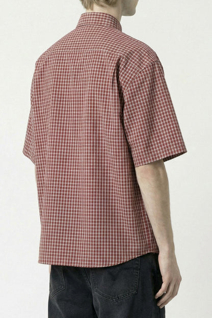 Vetements Short Sleeve Shirt in Red Check back