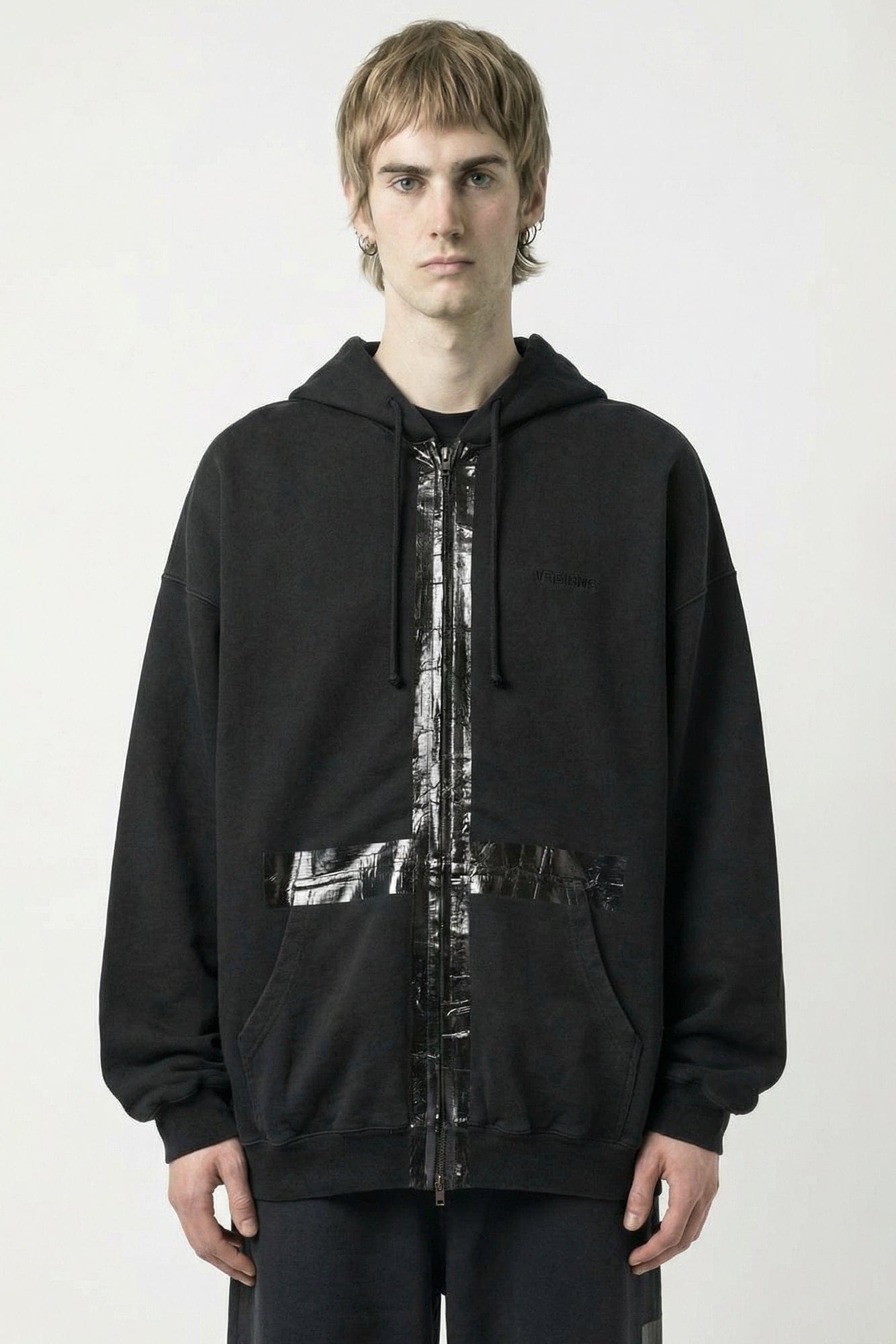 Vetements Taped Zip-Up Hoodie in Black