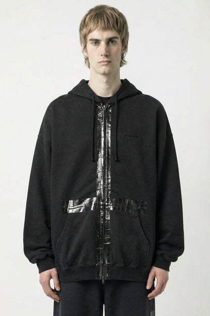 Vetements Taped Zip-Up Hoodie in Black