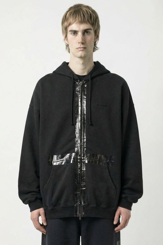 Vetements Taped Zip-Up Hoodie in Black