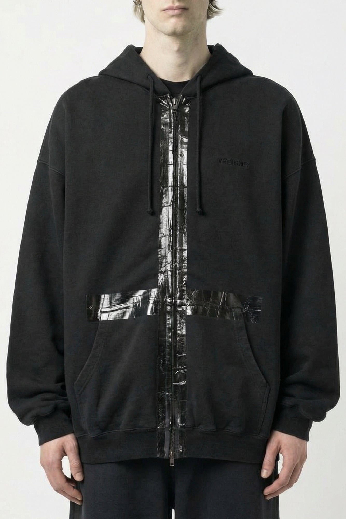 Vetements Taped Zip-Up Hoodie in Black
