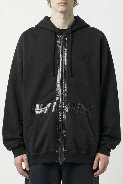 Vetements Taped Zip-Up Hoodie in Black