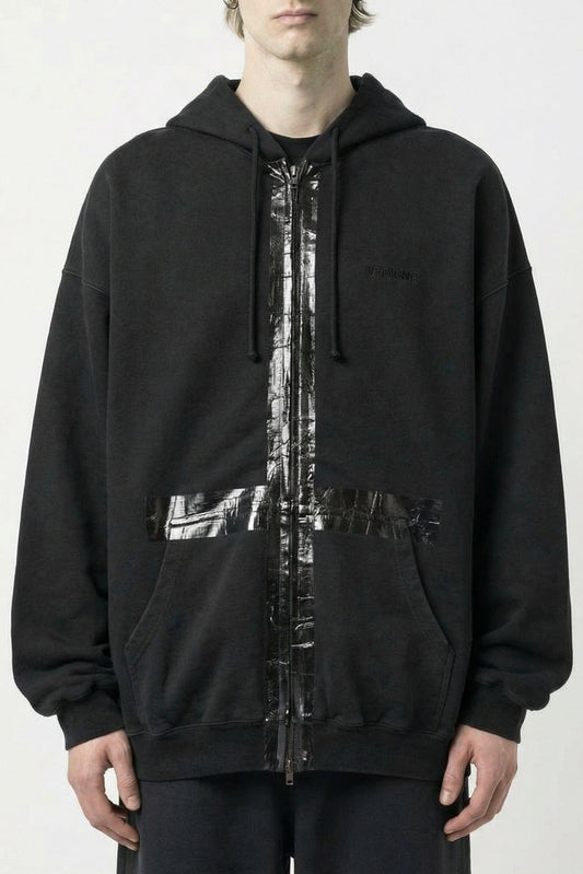 Vetements Taped Zip-Up Hoodie in Black