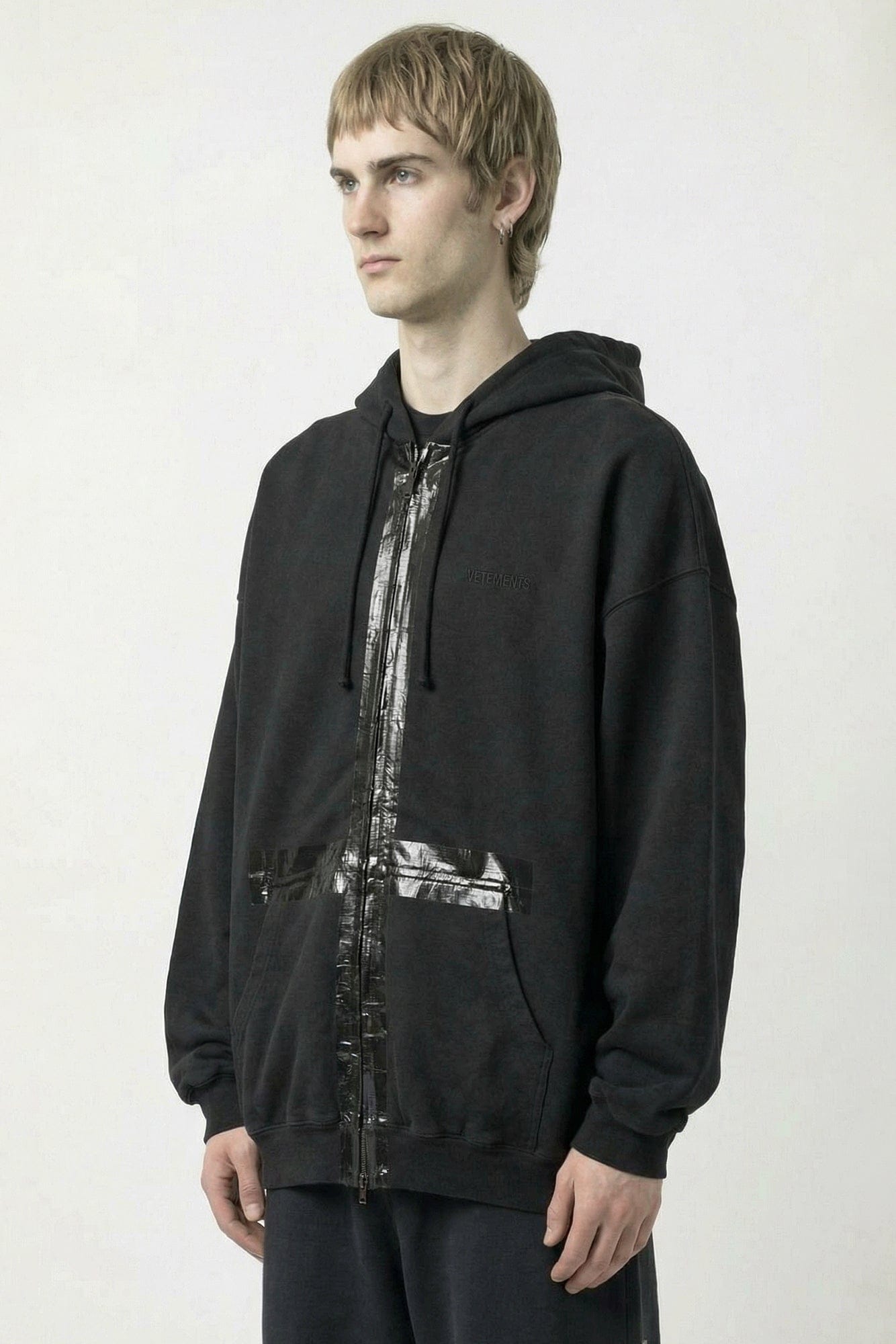 Vetements Taped Zip-Up Hoodie in Black