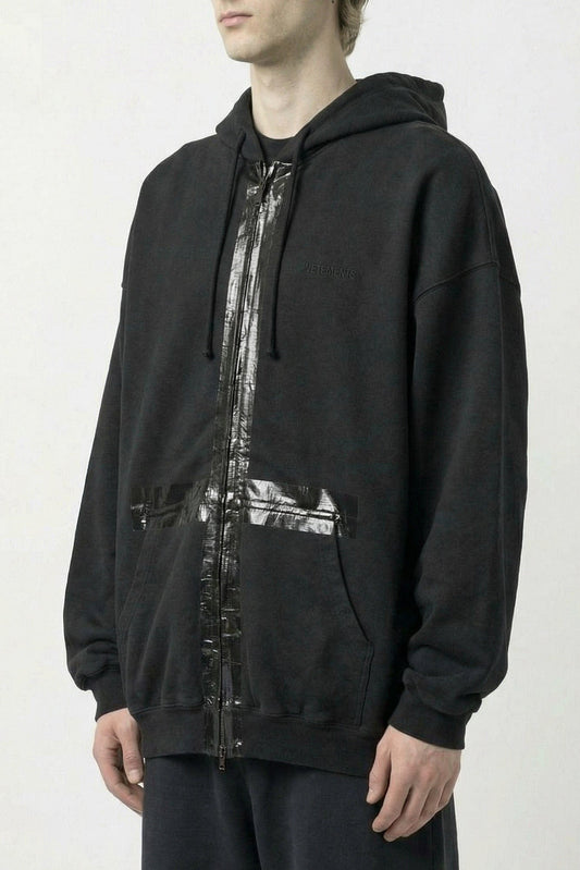 Vetements Taped Zip-Up Hoodie in Black side