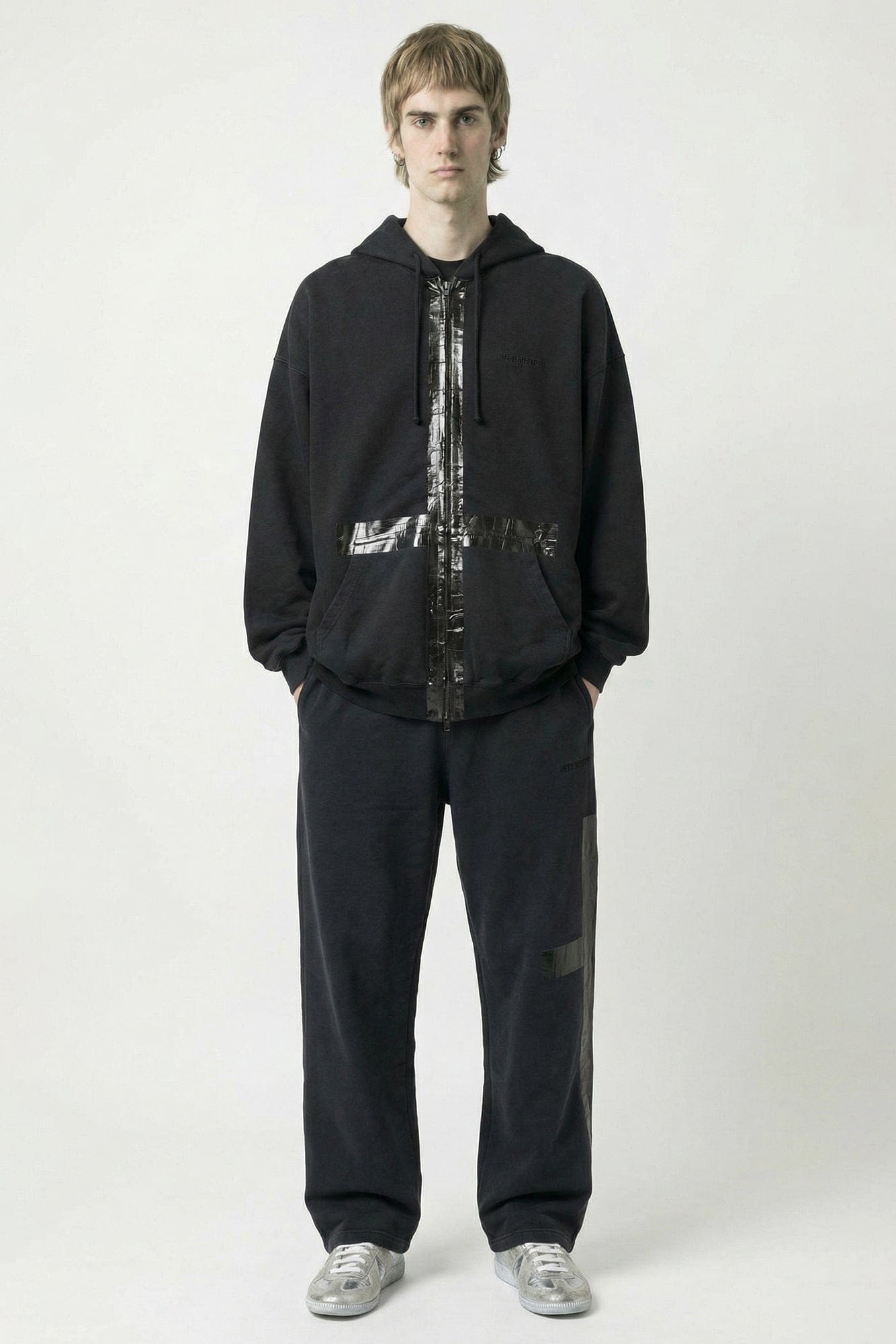 Vetements Taped Zip-Up Hoodie in Black